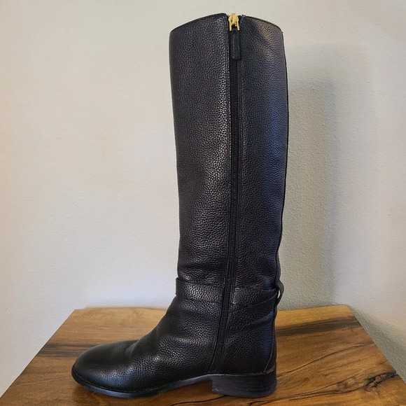 Tory Burch Brook Black Tumbled Leather Knee Boot - Picture 8 of 12